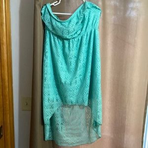 Maurice’s strapless green dress